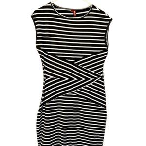 YIZOO Black and White Striped Bodycon Dress